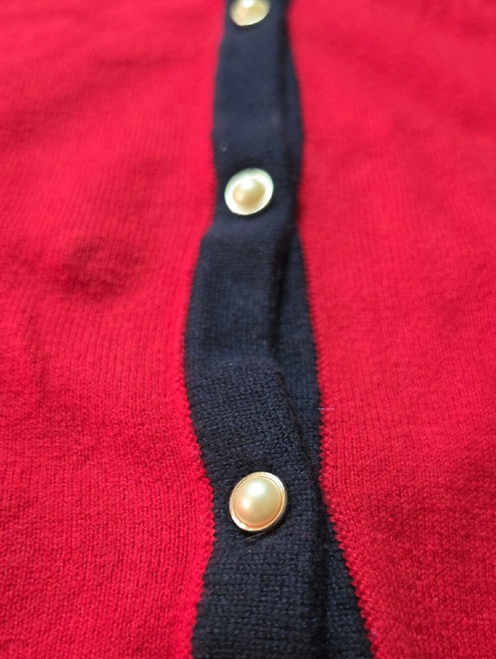 TALBOTS | Red Black Trim Pearl Button Cashmere Blend Cardigan Sweater | 2X - Picture 9 of 9